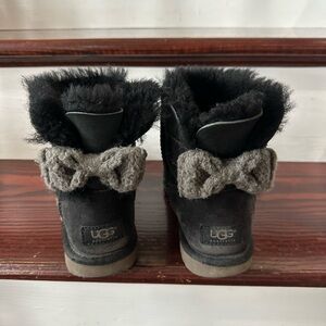 UGG Black Boots with Charcoal Bow